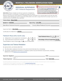 Signed monthly verification form
